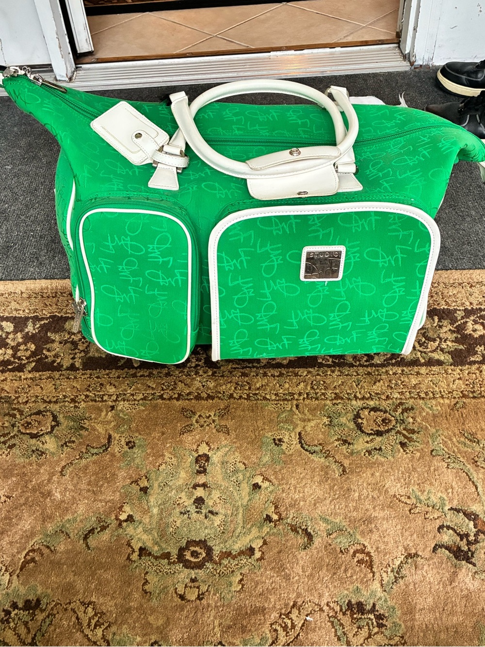 Diane Von Furstenburg Studio DVF Green Women's Traveler Bag with White Trim